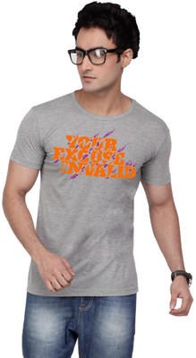 

Inkovy Graphic Print Men' Round Neck Grey T-Shirt