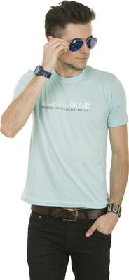 

Okane Solid Men' Round Neck Light Blue T-Shirt, Sky blue