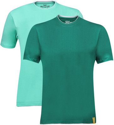 

Campus Sutra Solid Men Henley Multicolor T-Shirt(Pack of 2, Green;sea green