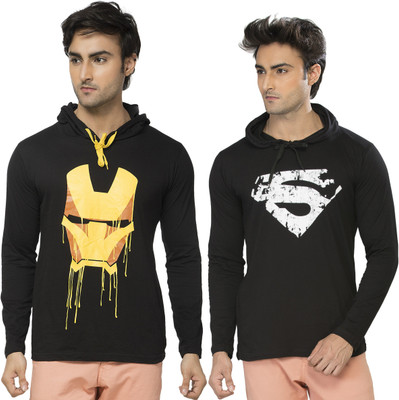 

Alan Jones Printed Men's Hooded Black T-Shirt(Pack of 2
