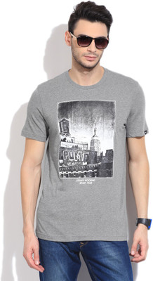 

Puma Printed Men' Round Neck Grey T-Shirt, Medium gray heather