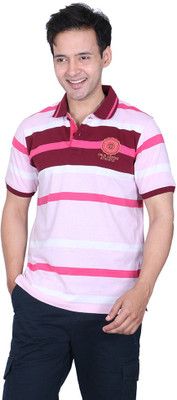 

Proline Striped Men' Flap Collar Neck Pink T-Shirt