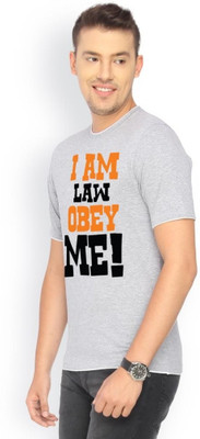

Campus Sutra Printed Men Round Neck Grey T-Shirt