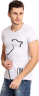 

WrapCupid Printed Men' Round Neck White T-Shirt, Half-white