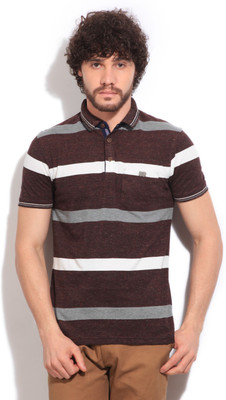 

Fort Collins Striped Men's Polo Neck White, Brown T-Shirt, Coffee