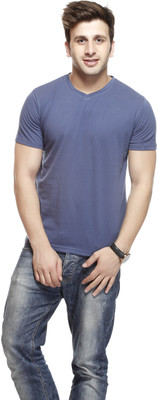 

Gritstones Solid Men's V-neck T-Shirt, Blue