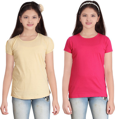 

FabTag - Sini Mini Girls Solid T Shirt(Multicolor