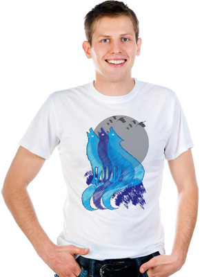 

6th Cross Graphic Print Men's Round Neck White T-Shirt