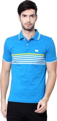 

Ajile by Pantaloons Striped Men' Polo Neck Blue T-Shirt