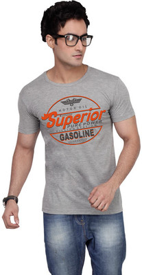 

Inkovy Graphic Print Men' Round Neck Grey T-Shirt