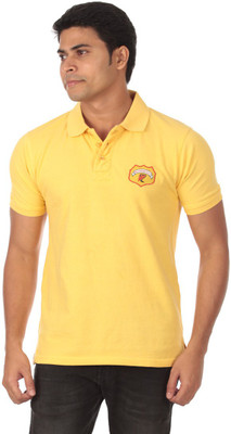 

Rampwaq Solid Men's Polo Neck Yellow T-Shirt