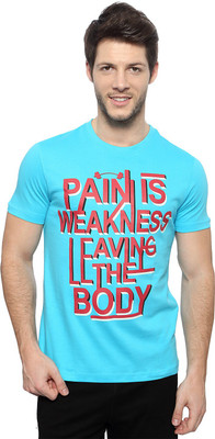 

Ajile by Pantaloons Printed Men's Round Neck Blue T-Shirt, Aqua blue