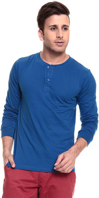 

Izinc Solid Men' Henley Blue T-Shirt, Royal blue