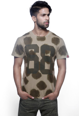 

Masculino Latino Printed Men' Round Neck Reversible Green T-Shirt, Off grey / green