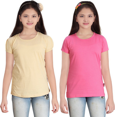

FabTag - Sini Mini Girls Solid T Shirt(Multicolor