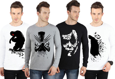 

SayItLoud Printed Men' Round Neck White, Grey, Black T-Shirt(Pack of 4, Black;grey;white