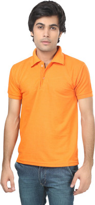 

Trendy Trotters Solid Men's Polo Neck Orange T-Shirt
