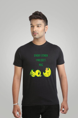 

Campus Sutra Printed Men Round Neck Black T-Shirt