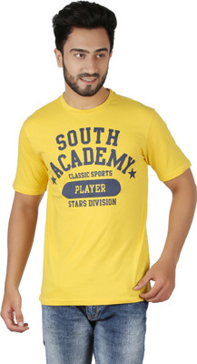 

Checkers Bay Printed Men's Round Neck Yellow T-Shirt