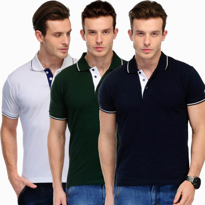 

Scott International Solid Men's Polo Neck Green, Dark Blue, White T-Shirt(Pack of 3), Dark blue;green;white