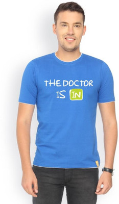 

Campus Sutra Printed Men Round Neck Blue T-Shirt, Royal blue