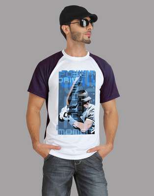 

Trionic Printed Men's Round Neck Purple T-Shirt, Deep purple