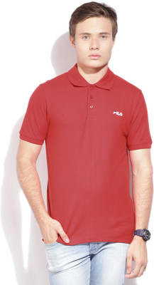 

Fila Solid Men's Polo Neck Red T-Shirt, Chn rd/blk