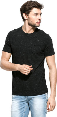 

Mufti Solid Men's Round Neck Black T-Shirt
