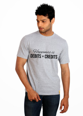 

Campus Sutra Printed Men Round Neck Grey T-Shirt