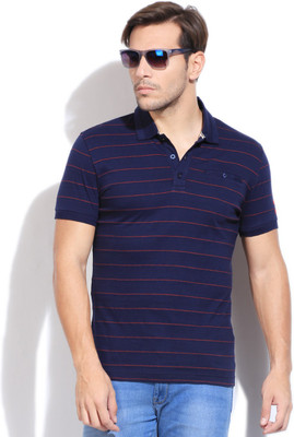 

Puma Striped Men's Polo Neck Blue T-Shirt, Peacoat