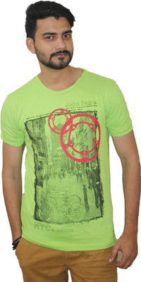 

S Graphic Print Men's Round Neck Green T-Shirt, Dark green