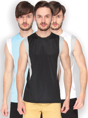 

Campus Sutra Solid Men Round Neck Black, Grey, Light Green, White, White, Grey T-Shirt(Pack of 3)
