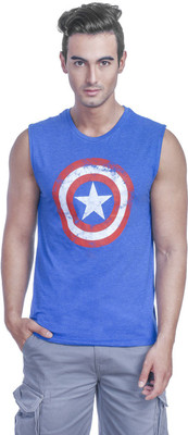

Avengers Printed Men's Round Neck Blue T-Shirt, Royal blue melange