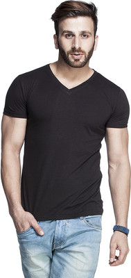 

Tinted Solid Men's V-neck Black T-Shirt