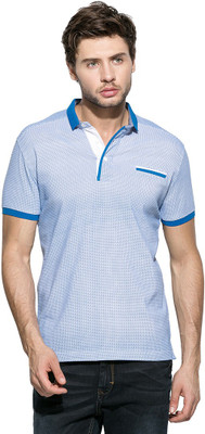

Mufti Self Design Men's Polo Neck Light Blue T-Shirt