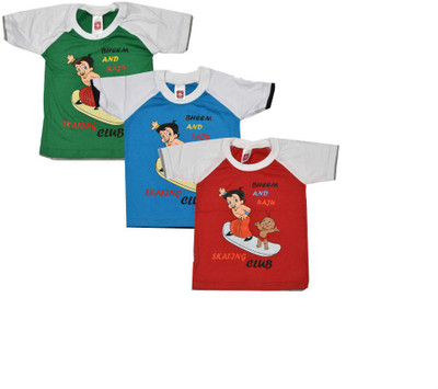 Indirang Boys Printed T Shirt(Multicolor, Pack of 3