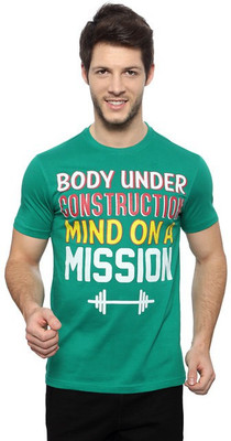 

Ajile by Pantaloons Printed Men's Round Neck Green T-Shirt