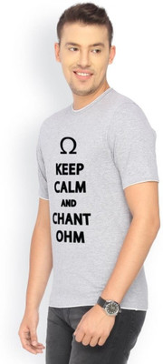 

Campus Sutra Printed Men Round Neck Grey T-Shirt