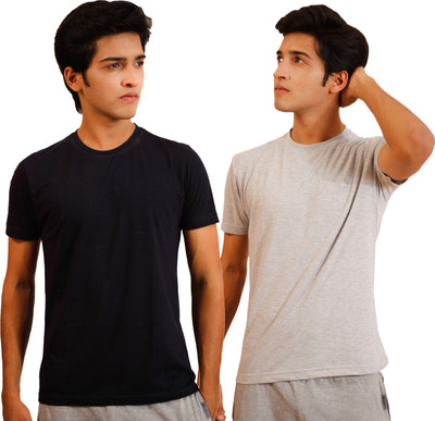 

Tryd Solid Men' Round Neck Dark Blue, Grey T-Shirt(Pack of 2, Multicolor