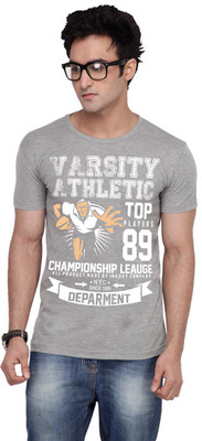 

Inkovy Graphic Print Men' Round Neck Grey T-Shirt