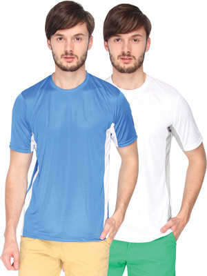

Campus Sutra Solid Men Round Neck Blue, White T-Shirt(Pack of 2, Royal blue;white