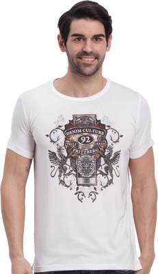 

Fritzberg Printed Men's Round Neck White T-Shirt, Noble white