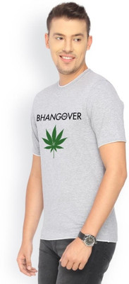 

Campus Sutra Printed Men Round Neck Grey T-Shirt