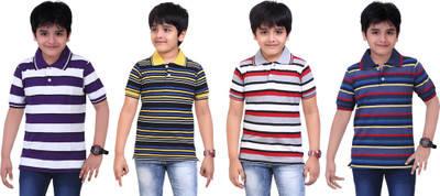 

Dongli Boys Striped T Shirt(Multicolor, Pack of 4), Combo color