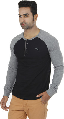 

Puma Solid Men' Round Neck Grey, Black T-Shirt