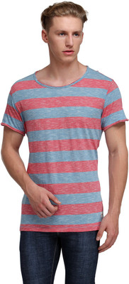 

Kotty Striped Men's Round Neck Grey, Red T-Shirt