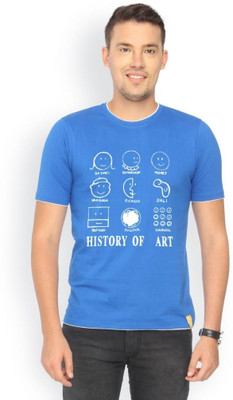 

Campus Sutra Printed Men Round Neck Blue T-Shirt, Royal blue