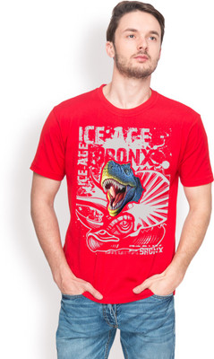 Nikolas Graphic Print Men's Round Neck Red T-Shirt