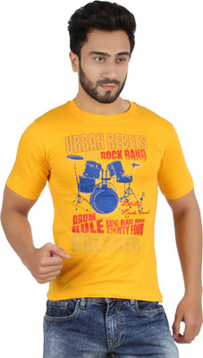 

Checkers Bay Printed Men's Round Neck Yellow T-Shirt