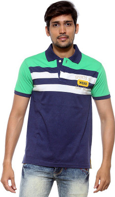 Sports 52 Wear Striped Men's Polo Neck Green T-Shirt